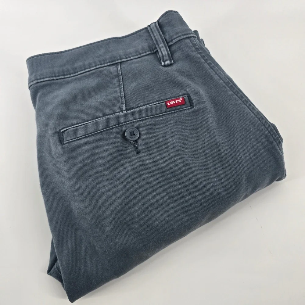 Levis XX Chino Pants Mens 32 Slate Blue Standard Taper Stretch Cotton Trousers